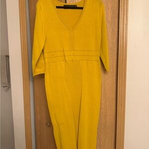 Yellow V-Neck Women's Dress